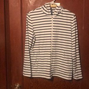 Cute black and white striped zip up hoodie!!